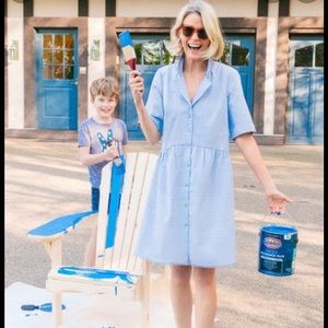 Tuckernuck Swiss dot royal shirtdress size s blue